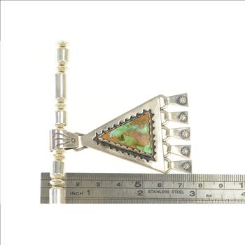 Sterling Silver Triangle Cut Turquoise Native American Fringe Necklace 24