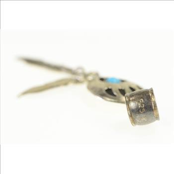 Sterling Silver Turquoise Native American Navajo Feather Pendant