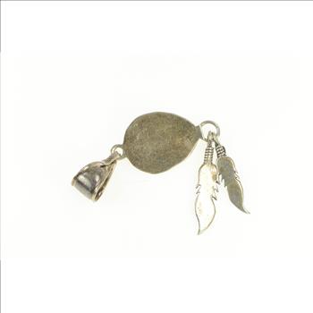Sterling Silver Turquoise Native American Navajo Feather Pendant