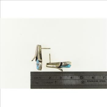 Sterling Silver Turquoise Southwestern Squash Blossom Earrings