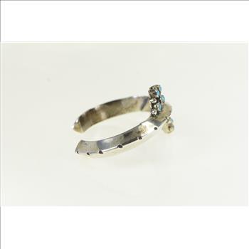 Sterling Silver Turquoise Triangle Cluster Vintage Cuff Bracelet 5.75