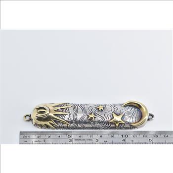 Sterling Silver Two Tone Gold Plated Mezuzah Jewish Faith