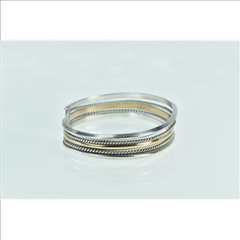 Sterling Silver Two Tone Layered Gold Filled Accent Cuff Bracelet 6.75