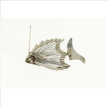 Sterling Silver Unique Stylized Angel Fish Statement Pin/Brooch