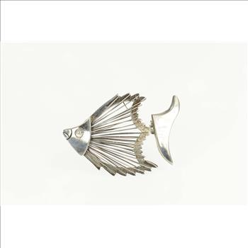 Sterling Silver Unique Stylized Angel Fish Statement Pin/Brooch