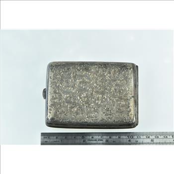 Sterling Silver Victorian Engraved Cigarette Case Scroll Pattern