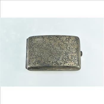 Sterling Silver Victorian Engraved Cigarette Case Scroll Pattern