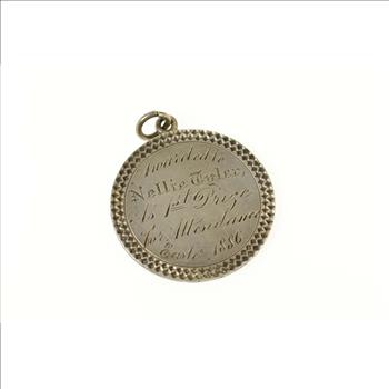 Sterling Silver Victorian Etched Attendance Award Church Charm/Pendant