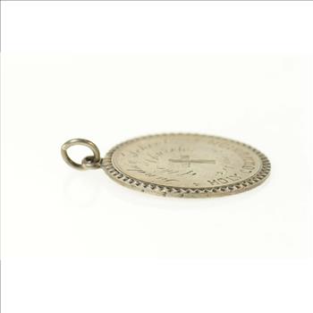 Sterling Silver Victorian Etched Attendance Award Church Charm/Pendant