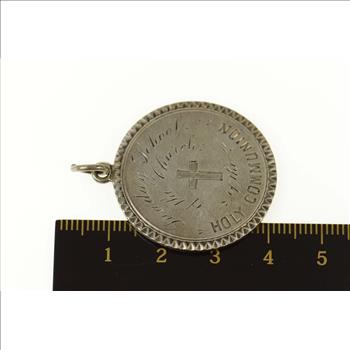 Sterling Silver Victorian Etched Attendance Award Church Charm/Pendant