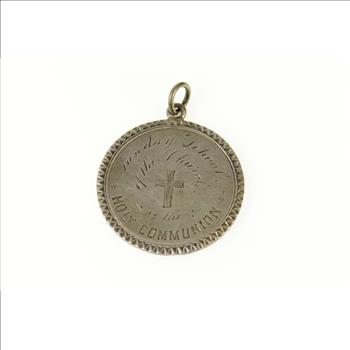 Sterling Silver Victorian Etched Attendance Award Church Charm/Pendant