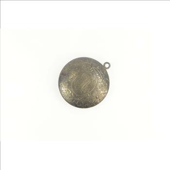 Sterling Silver Victorian JMB Etched Scroll Powder Case Pendant