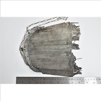 Sterling Silver Victorian Mesh Chain Fringe Tassel Purse Hand Bag