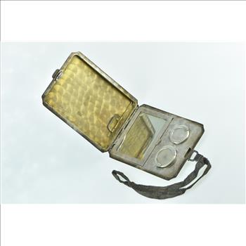 Sterling Silver Victorian Monogram Pinstriped Compact Coin Purse Mirror