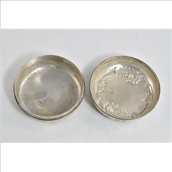 Sterling Silver Victorian Repousse Scroll Trinket Jewelry Box