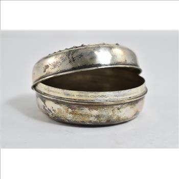 Sterling Silver Victorian Repousse Scroll Trinket Jewelry Box