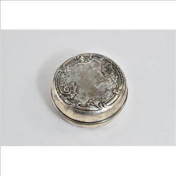 Sterling Silver Victorian Repousse Scroll Trinket Jewelry Box