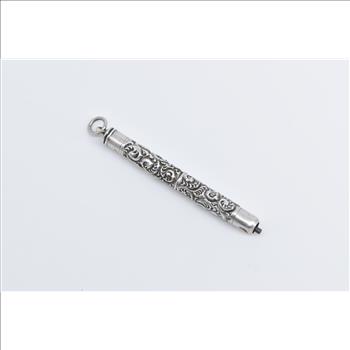 Sterling Silver Victorian Scroll Design Repousse Pencil Charm/Pendant