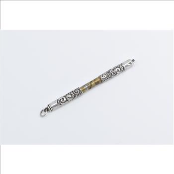 Sterling Silver Victorian Scroll Design Repousse Pencil Charm/Pendant