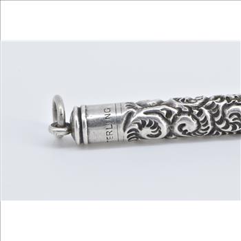 Sterling Silver Victorian Scroll Design Repousse Pencil Charm/Pendant