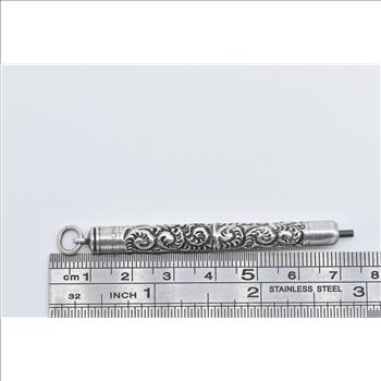 Sterling Silver Victorian Scroll Design Repousse Pencil Charm/Pendant