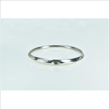 Sterling Silver Vintage Emerald Ornate Ridged Bangle Bracelet 8