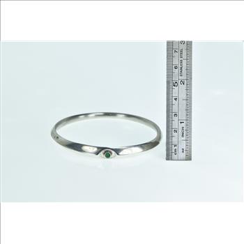 Sterling Silver Vintage Emerald Ornate Ridged Bangle Bracelet 8