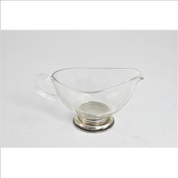 Sterling Silver Vintage Glass Coffee Creamer Gravy Boat