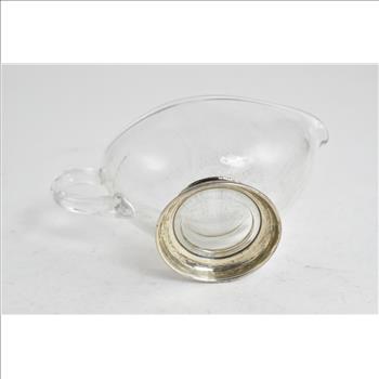 Sterling Silver Vintage Glass Coffee Creamer Gravy Boat