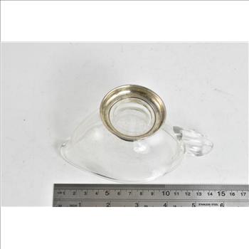 Sterling Silver Vintage Glass Coffee Creamer Gravy Boat