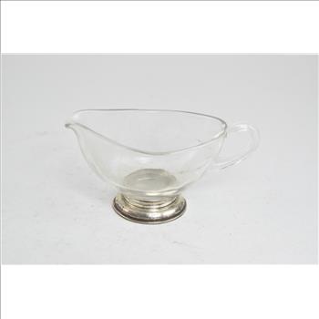 Sterling Silver Vintage Glass Coffee Creamer Gravy Boat