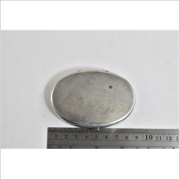 Sterling Silver Vintage Mid Century Oval Powder Make Up Mirror Case