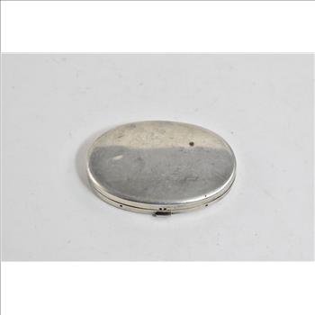 Sterling Silver Vintage Mid Century Oval Powder Make Up Mirror Case