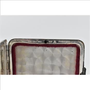 Sterling Silver Vintage Monogram Engraved Vine Mirror Make Up Case