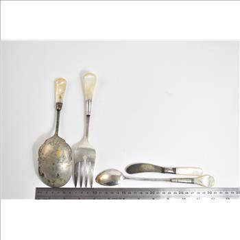 Sterling Silver Vintage Mother of Pearl Dining Set (14 Pieces)