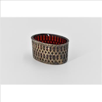 Sterling Silver Vintage Orange Glass Filigree Statement Open Trinket Bowl