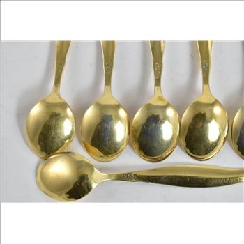 Sterling Silver Vintage Ottar Hval Guilloche Enamel Spoons Set (6pcs)