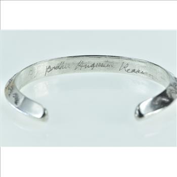 Sterling Silver Vintage Stamped Yearbook Engraved Cuff Bracelet 6.75