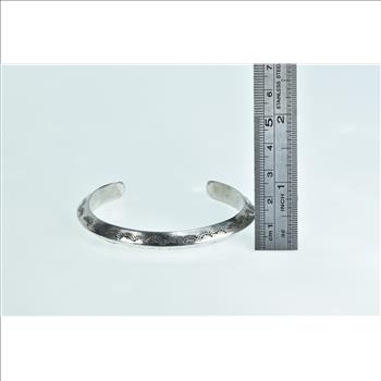 Sterling Silver Vintage Stamped Yearbook Engraved Cuff Bracelet 6.75