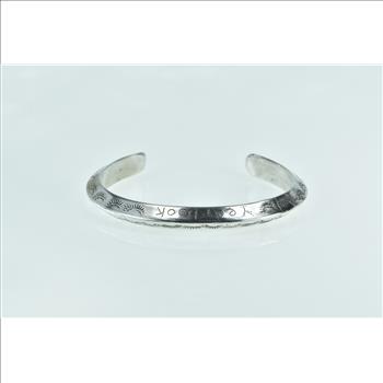 Sterling Silver Vintage Stamped Yearbook Engraved Cuff Bracelet 6.75