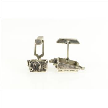 Sterling Silver Vintage Television Camera Film TV Retro Cuff Links
