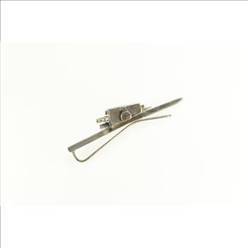 Sterling Silver Vintage Television Camera Film TV Retro Tie Bar