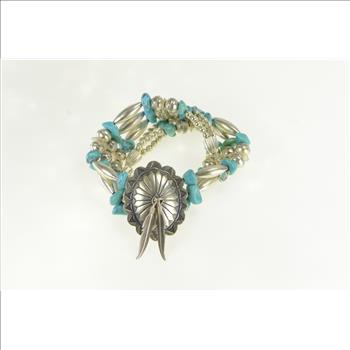 Sterling Silver Vintage Turquoise Southwestern Collar Necklace 14.75