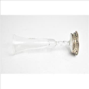 Sterling Silver Wallace Flower Etched Glass Bud Vase Flower