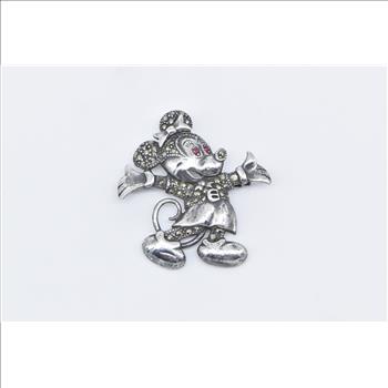 Sterling Silver Walt Disney Productions Minnie Mouse Marcasite Pendant/Pin