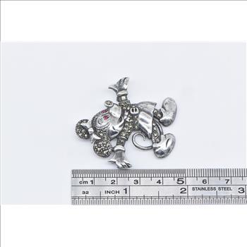 Sterling Silver Walt Disney Productions Minnie Mouse Marcasite Pendant/Pin