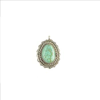 Sterling Silver White Turquoise Native American Navajo Pendant