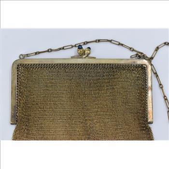 Sterling Silver Whiting & Davis Co Soldered Mesh Vermeil Purse Hand Bag