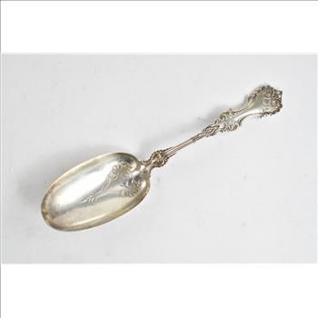 Sterling Silver Whiting Pompadour Pattern Ornate Berry Serving Spoon