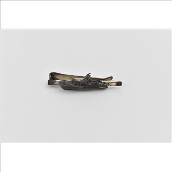 Sterling Silver Yacht Boat Vintage Nautical Motif Tie Bar